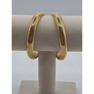 2 Lot‎ Of New Shiny Gold-Toned Retro Slinky Sleeve Cuff Style Bracelets Set